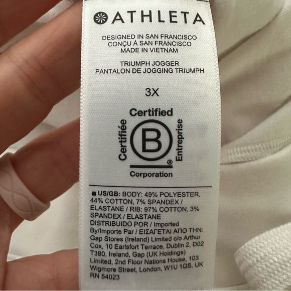 Athleta Triumph Jogger Pants Women's 3X White Lounge Workout Layer Travel Warm - Picture 4 of 8